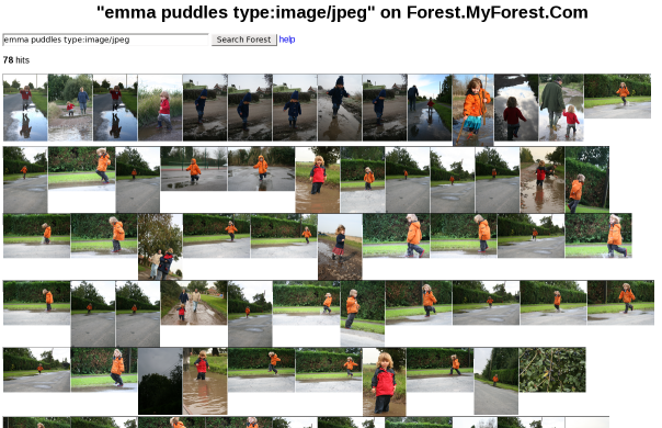 Example of contact sheet effect from search results