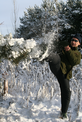 David kicking snow