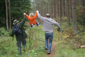 Swinging over tree